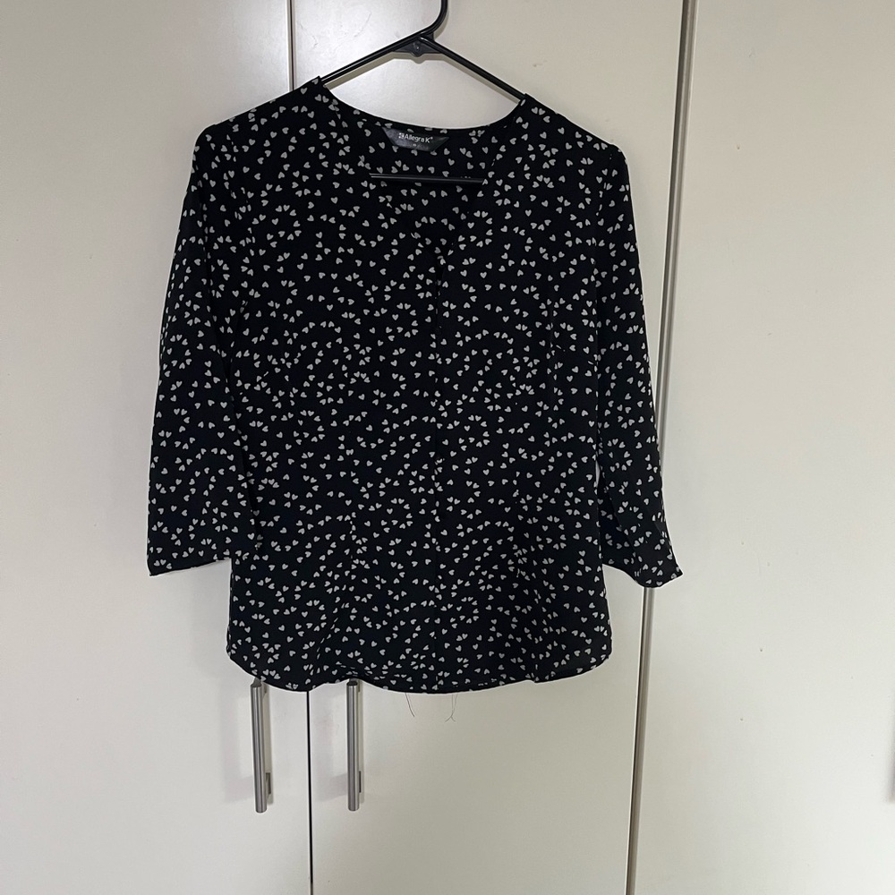 Black and White Women's Top with hearts